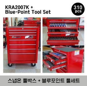 KRA2007K Roll Cab, 7 Drawers, Red (Snap-on) + Tools Set (Blue-Point®) 코리아서커스 기획상품 스냅온 툴박스(레드) + 블루포인트 툴세트 (310 pcs)