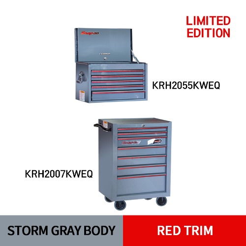 KRH2055KWEQ 26&quot; 5 Drawers Top Chest (Storm Gray/Red) (상단) &amp; KRH2007KWEQ 26&quot; 7 Drawers Single Bank Roll Cab (Storm Gray/Red) (하단) 스냅온 탑 체스트 &amp; 롤 캡 프로용 툴박스 세트상품