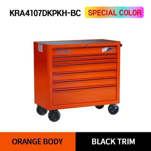 KRA4107DKPKH -BC 40&quot; Seven-Drawer Single Bank Heritage Series Roll Cab (Orange/Black/Black) 스냅온 헤리티지 시리즈 리미티드 에디션 40인치 툴박스 (오렌지/블랙/블랙바퀴)