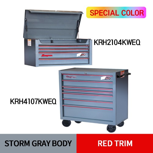 KRH2104KWEQ 40&quot; 4 Drawers Top Chest (Storm Gray/Red) (상단) &amp; KRH4107KWEQ 40&quot; 7 Drawers Single Bank Roll Cab (Storm Gray/Red) (하단) 스냅온 탑 체스트 &amp; 롤 캡 프로용 툴박스 세트상품
