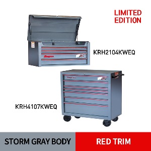 KRH2104KWEQ 40&quot; 4 Drawers Top Chest (Storm Gray/Red) (상단) &amp; KRH4107KWEQ 40&quot; 7 Drawers Single Bank Roll Cab (Storm Gray/Red) (하단) 스냅온 탑 체스트 &amp; 롤 캡 프로용 툴박스 세트상품