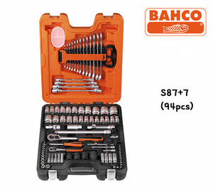 BAHCO S87+7 Socket Set 1/4&quot; and 1/2&quot; Drive 94 Piece 바코 1/4, 1/2인치 드라이브 소켓렌치 세트 (94pcs)